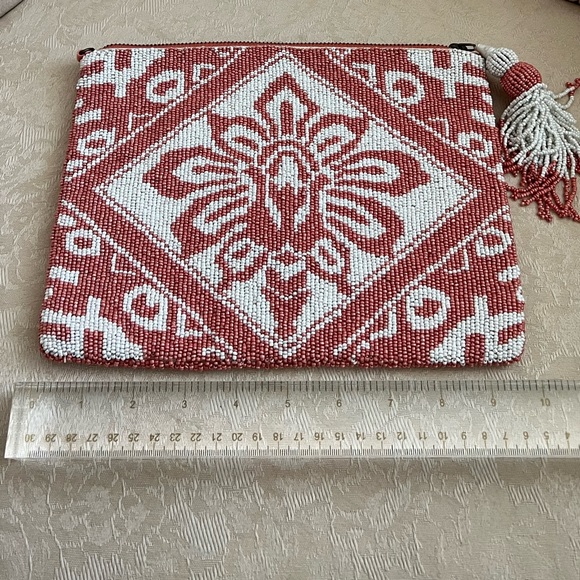 Anthropologie Augusta Beaded Clutch with zipper and tassel - Picture 7 of 12